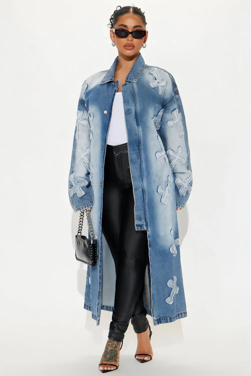 Long Trench Coat Denim Jacket